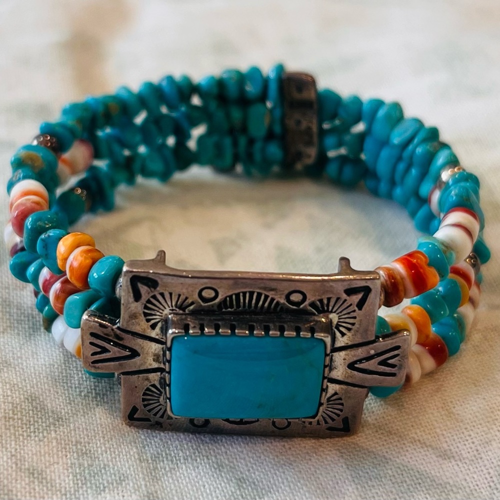 Carolyn  Pollack VTG Turquoise/sterling silver bangle bracelet